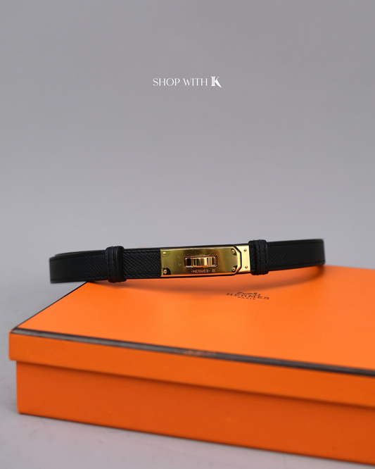 Hermes Kelly Belt Black GHW