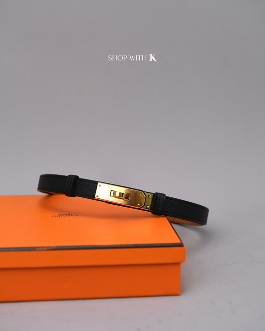Hermes Kelly Belt Black GHW