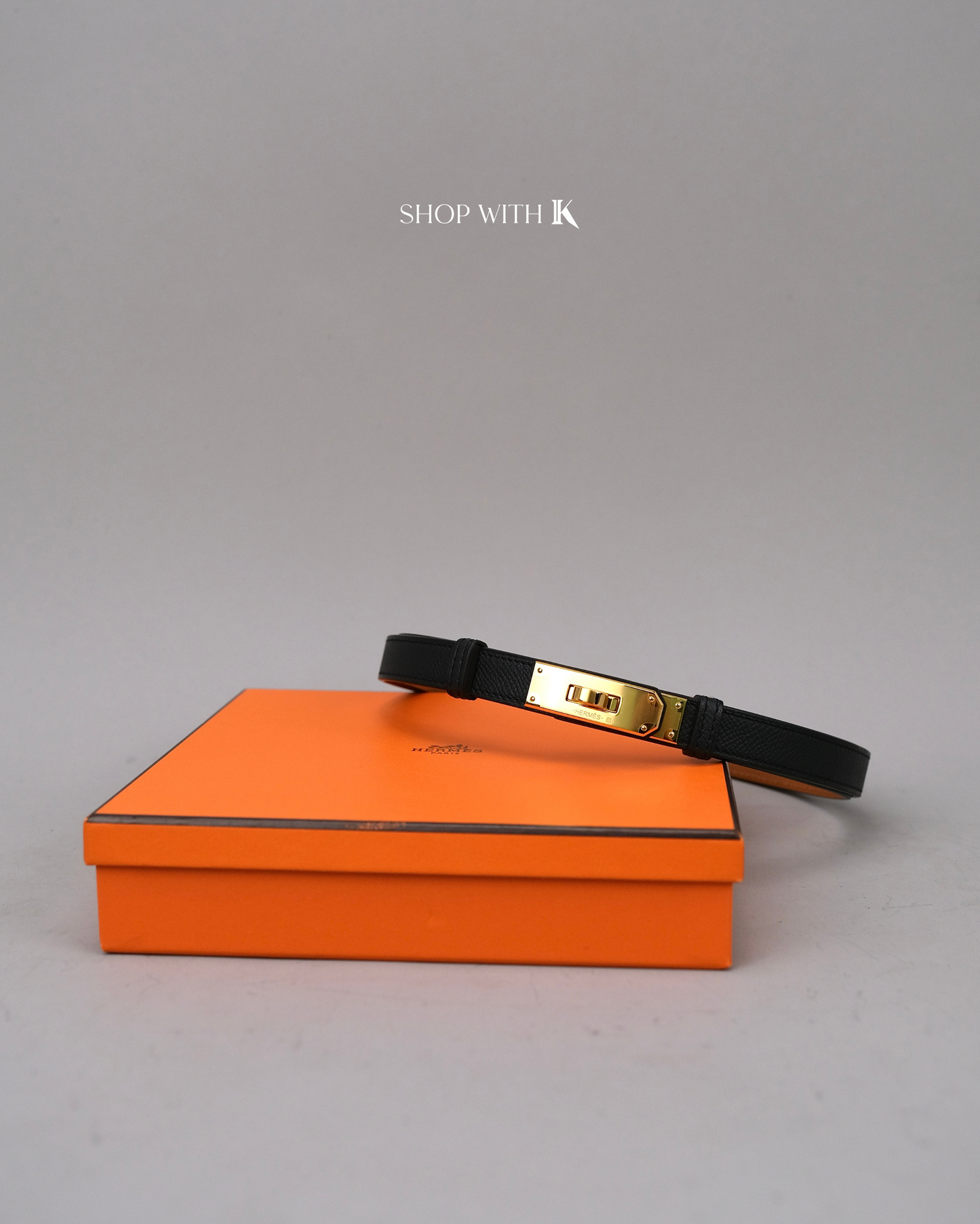 Hermes Kelly Belt Black GHW