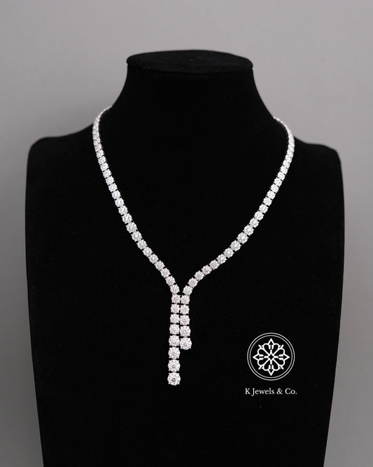 Diamond Drop Illusion Tennis Necklace