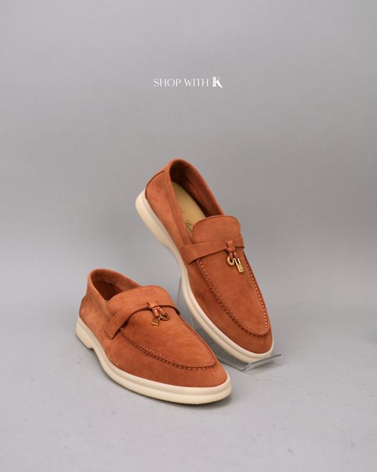 Loro Piana Summer Charms Walk Suede Rusty Orange