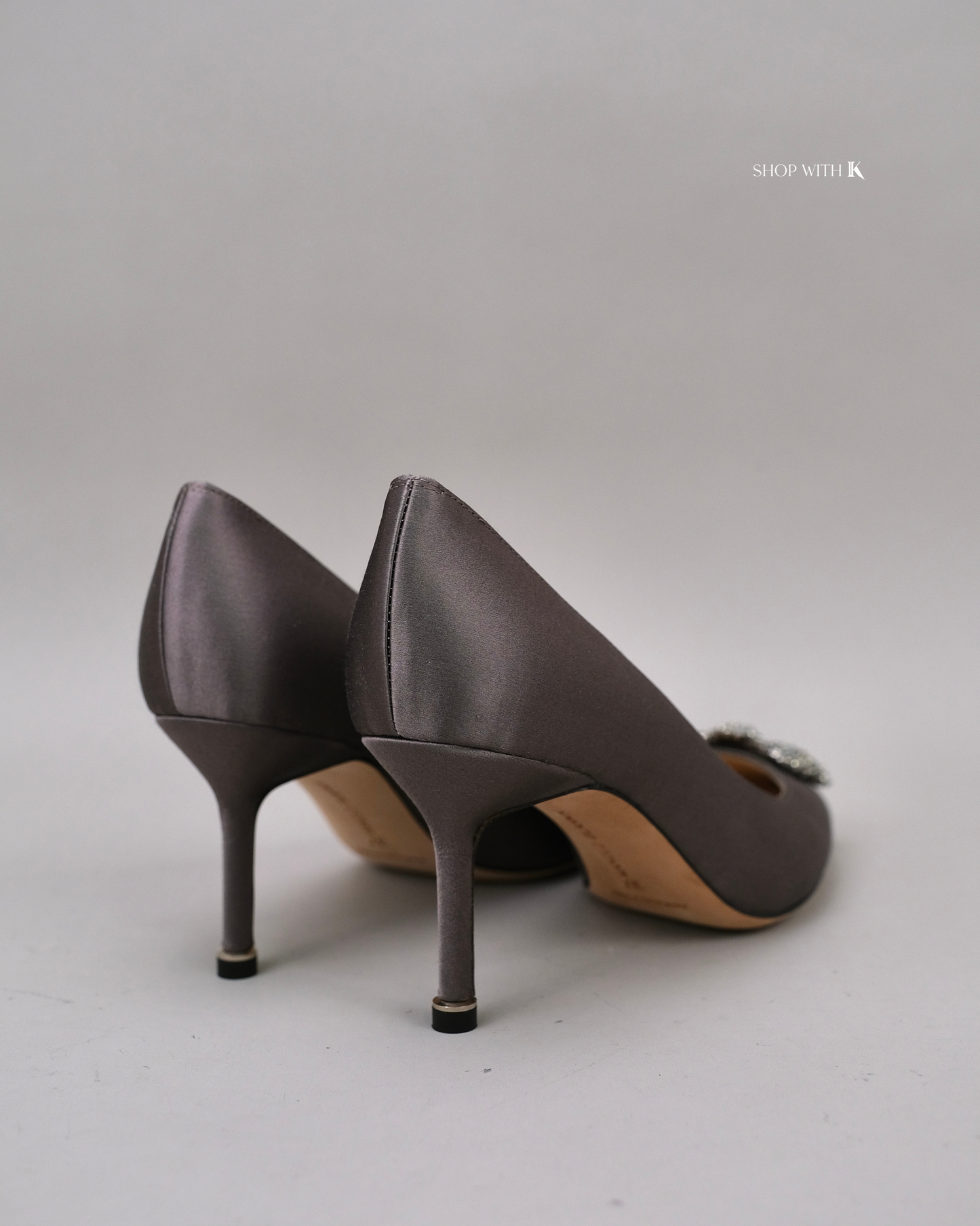 Manolo Blahnik Hangisi Satin Gray