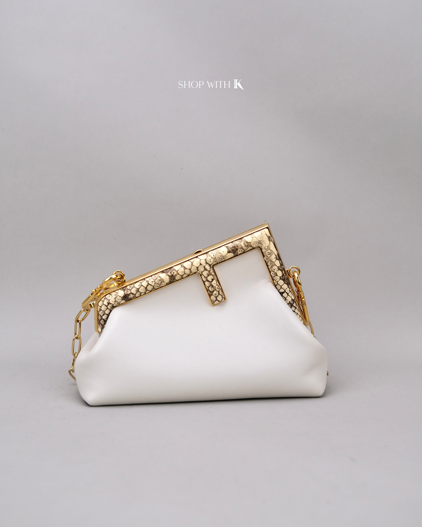 Fendi First Small White Snakeskin