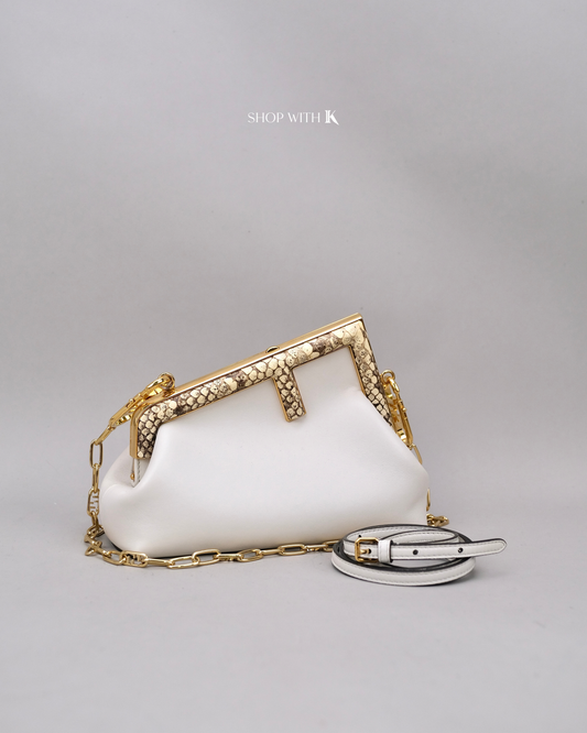 Fendi First Small White Snakeskin
