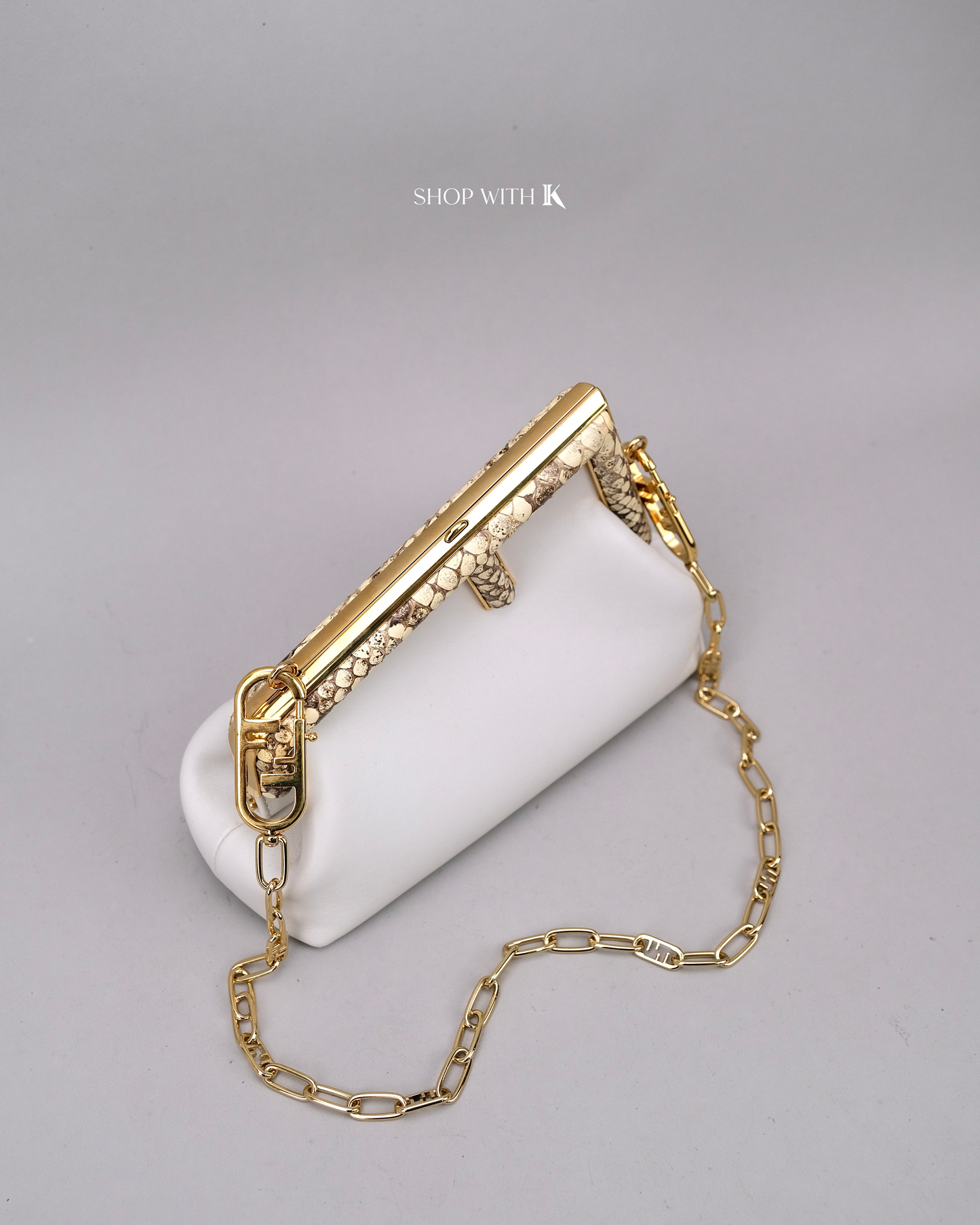 Fendi First Small White Snakeskin
