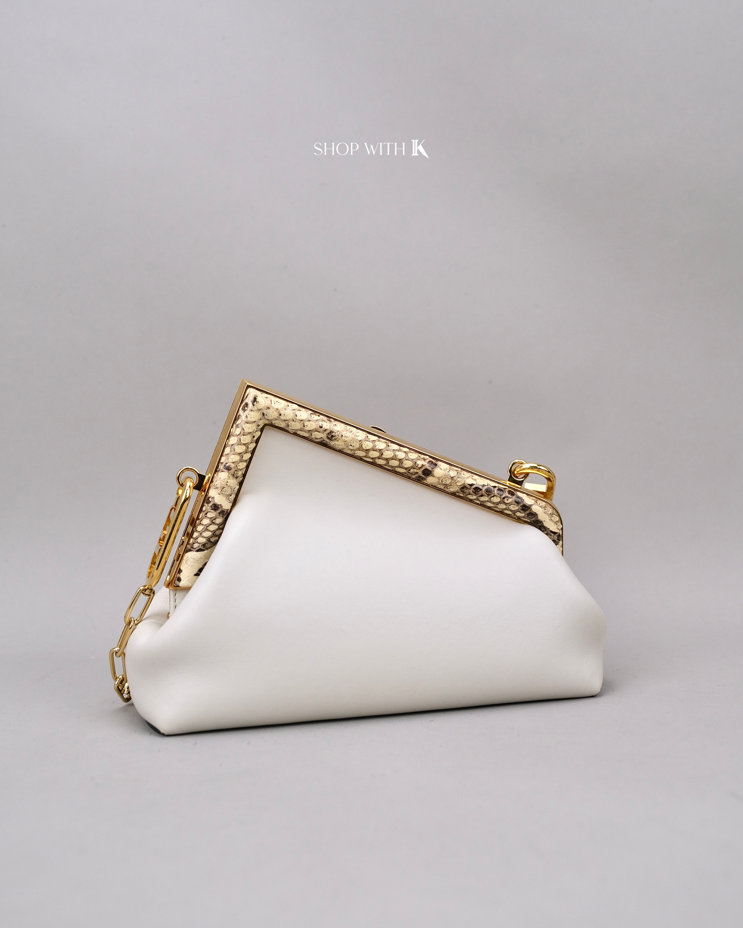 Fendi First Small White Snakeskin