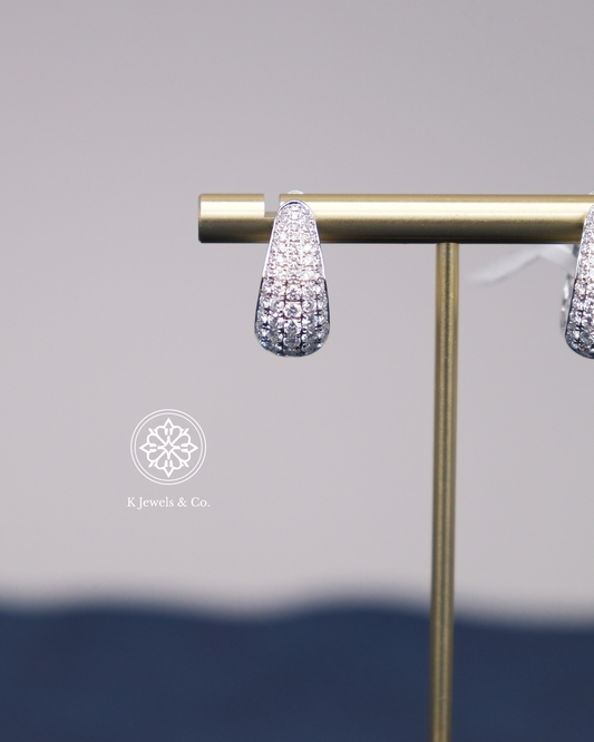 Diamond Loop Earrings in White Gold