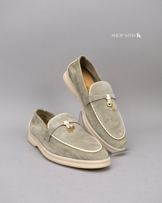 Loro Piana Summer Charms Walk Suede Dried Taragon