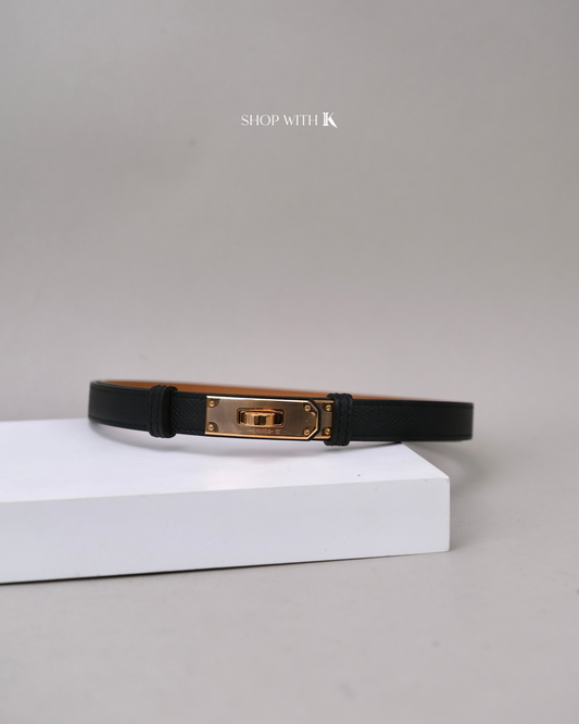 Hermes Kelly Belt Black RGHW