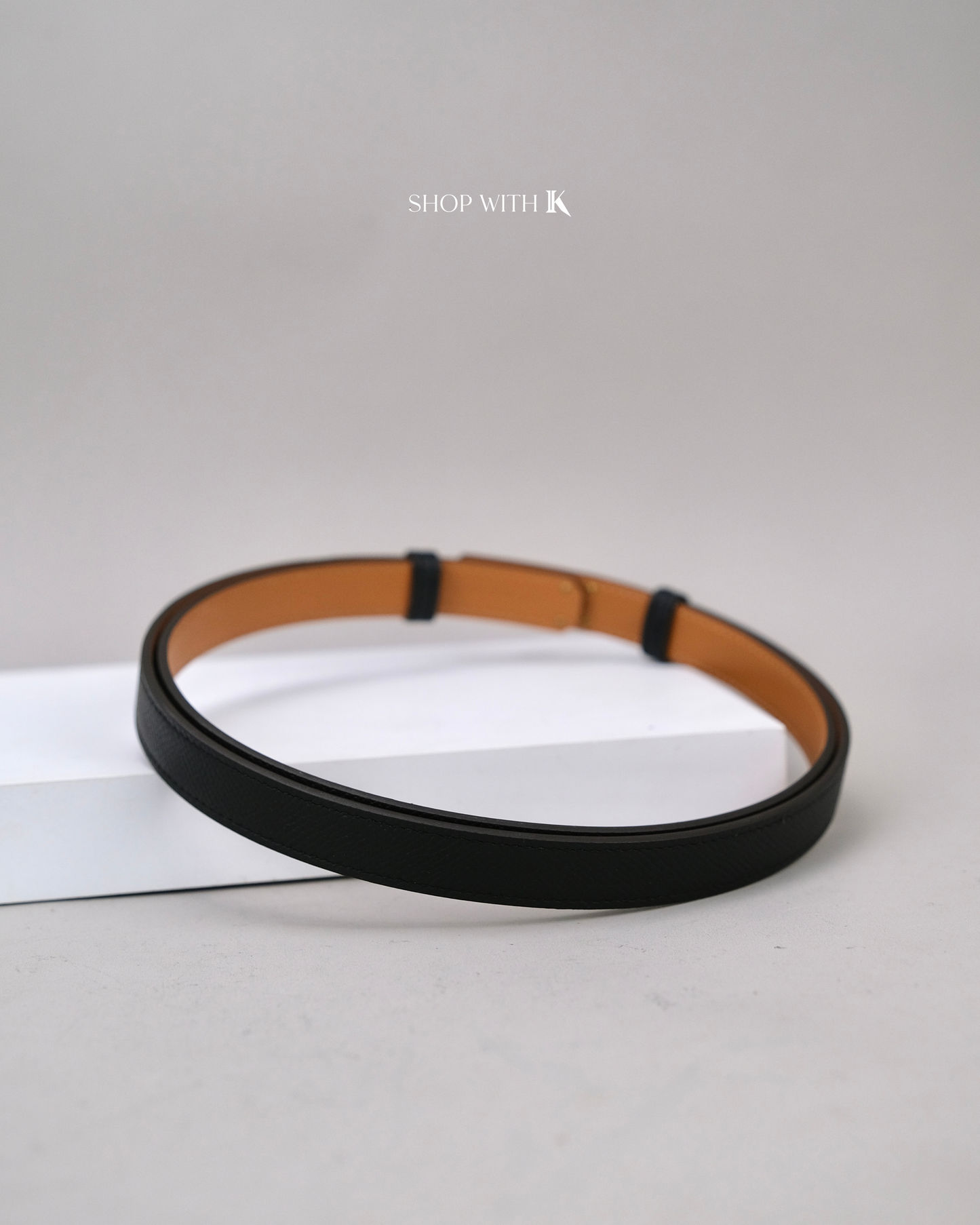 Hermes Kelly Belt Black RGHW