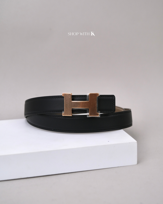Hermes Constance Belt Black/Etoupe RGHW