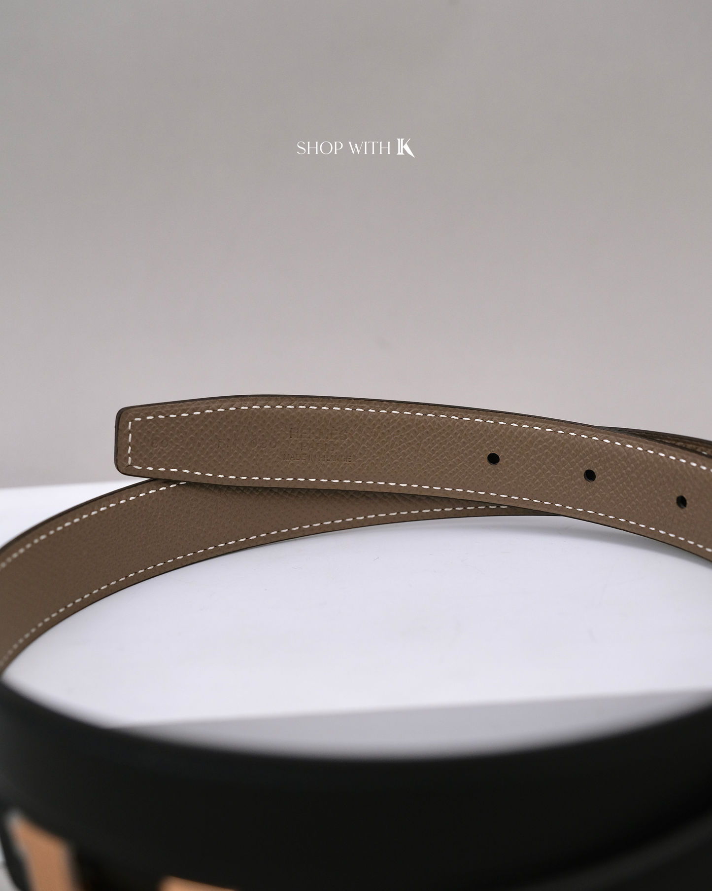 Hermes Constance Belt Black/Etoupe RGHW