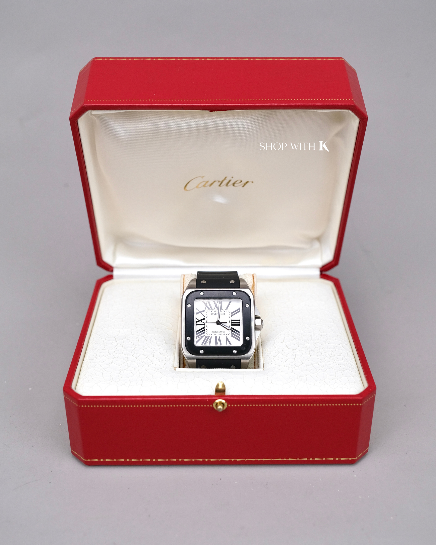 Cartier Santos Black Rubber Bezel 100