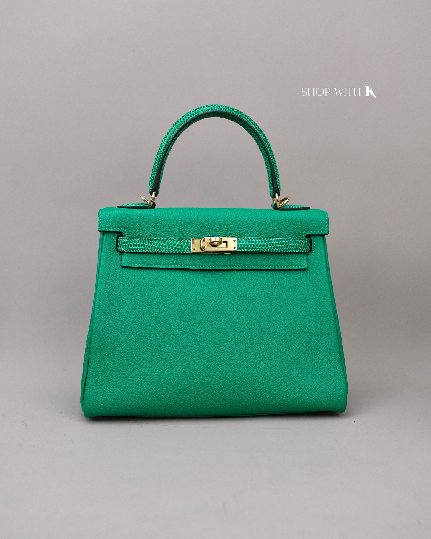Hermes Kelly 25 Vert Menthe Lizard Touch GHW