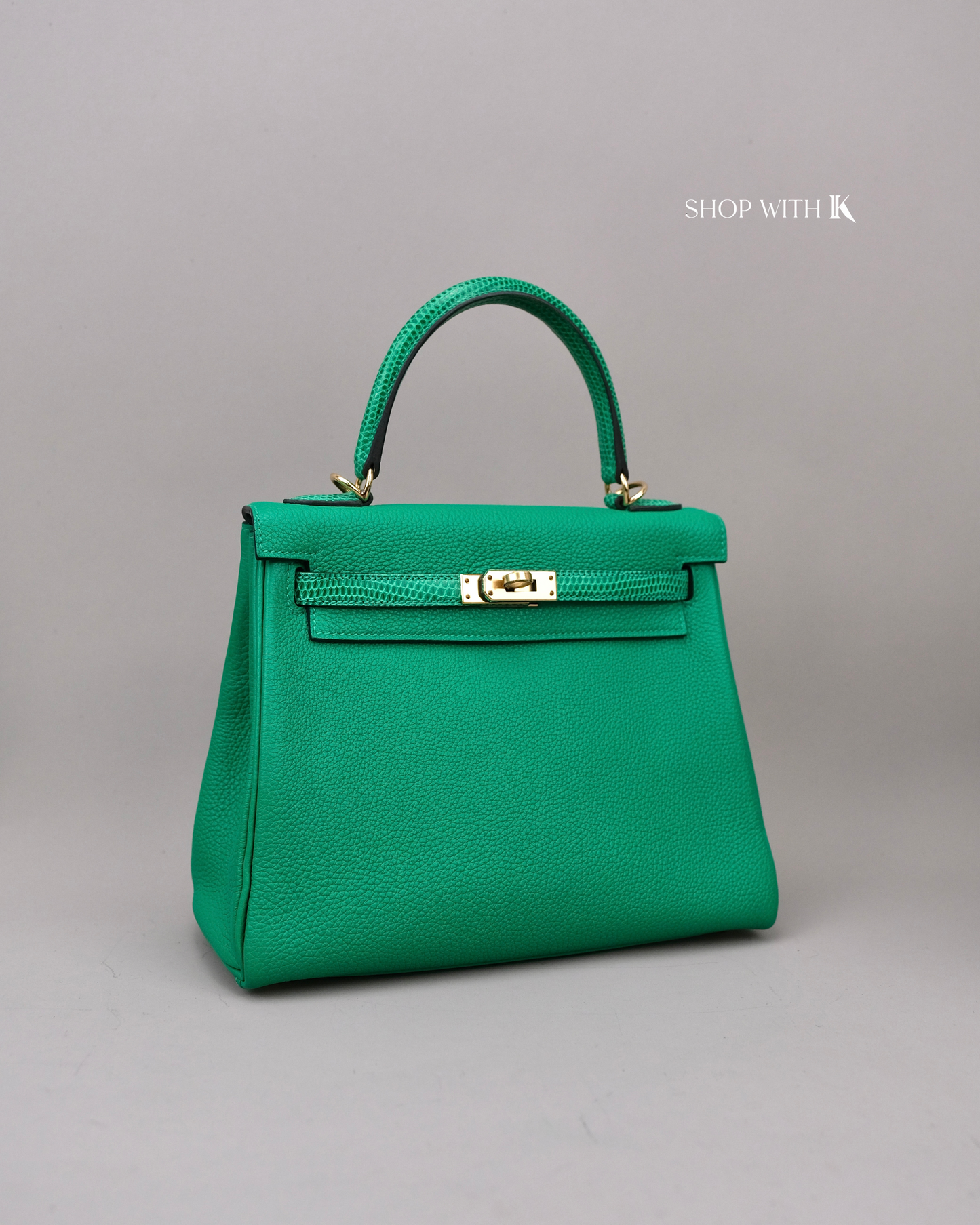 Hermes Kelly 25 Vert Menthe Lizard Touch GHW