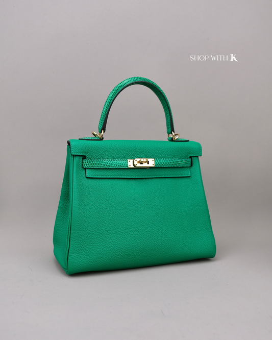 Hermes Kelly 25 Vert Menthe Lizard Touch GHW
