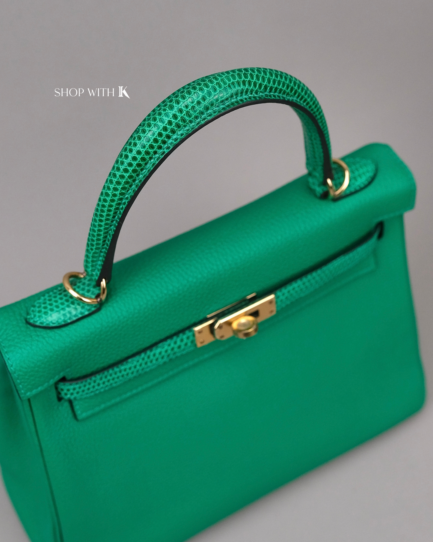 Hermes Kelly 25 Vert Menthe Lizard Touch GHW