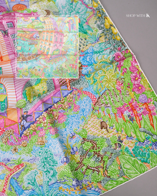 Hermes Les Folies du Faubourg Scarf 90