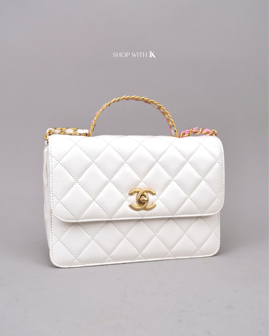 Chanel Matelasse White Multicolor Top Handle