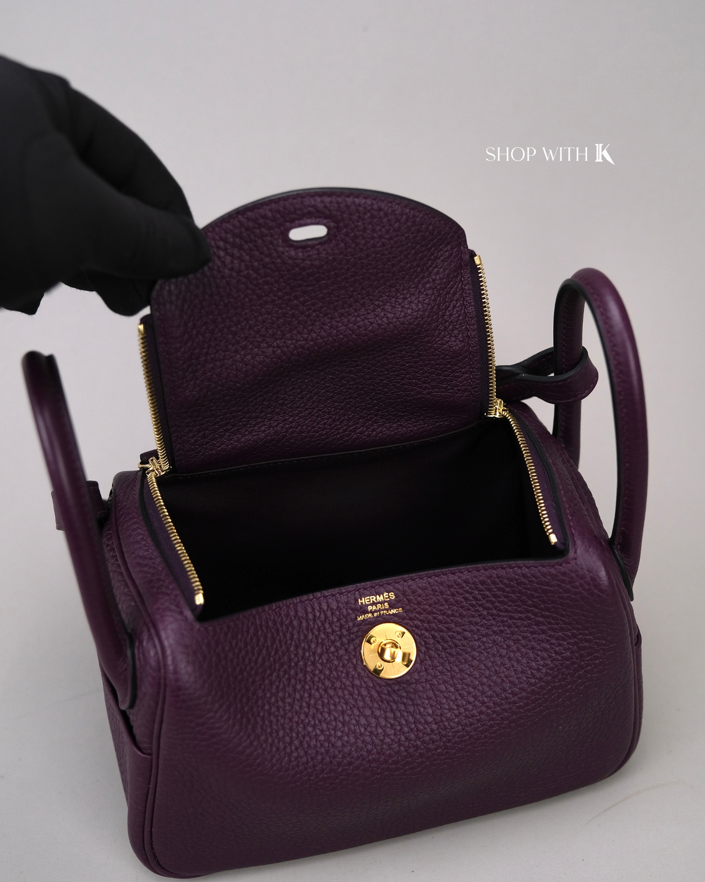Hermes Mini Lindy Cassis GHW