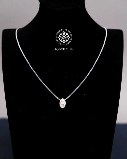 Oval Shaped Pendant with Chain w/ GIA