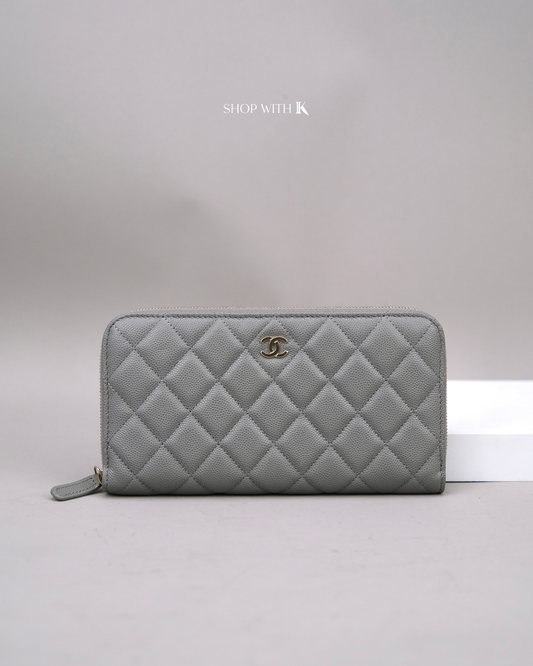 Chanel Long Zip Wallet Grey
