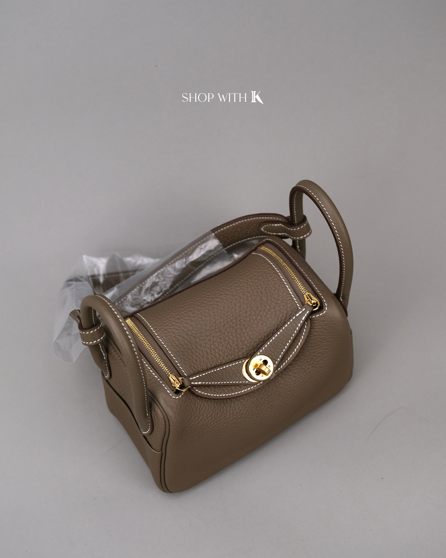 Hermes Mini Lindy Etoupe GHW