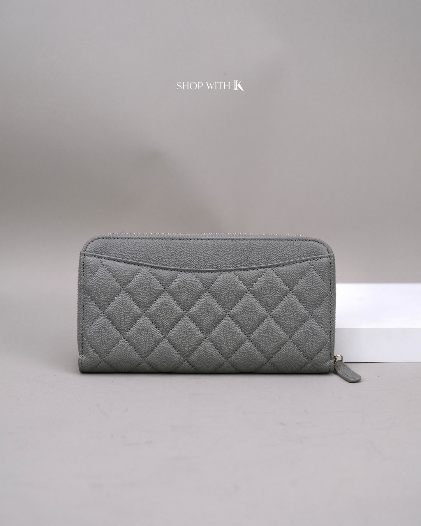 Chanel Long Zip Wallet Grey