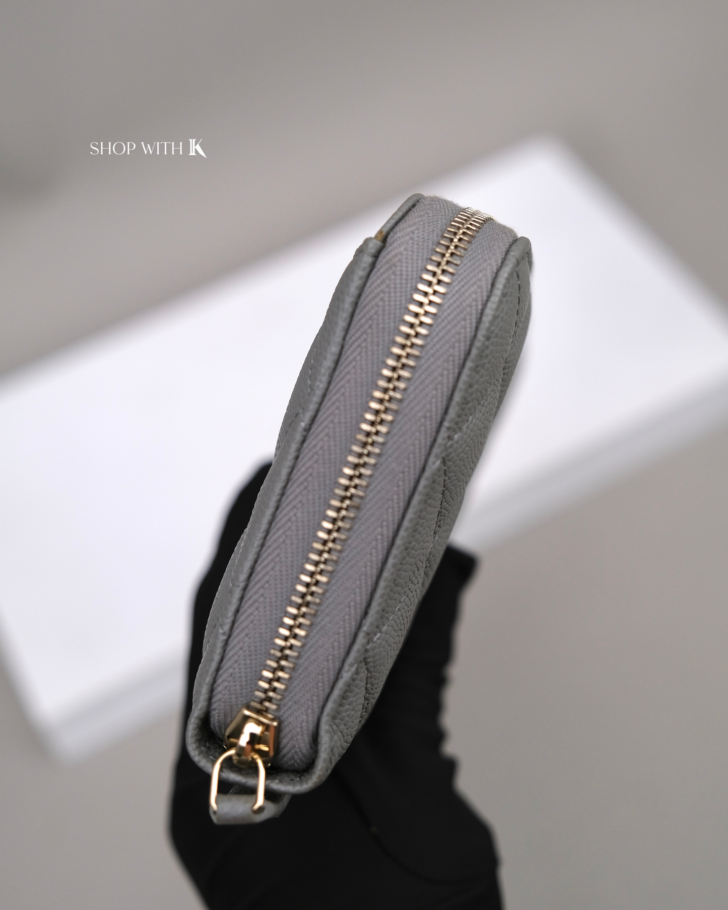 Chanel Long Zip Wallet Grey