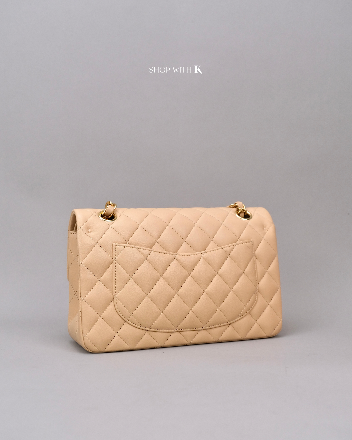 Chanel Small Classic Lambskin Flap Beige GHW