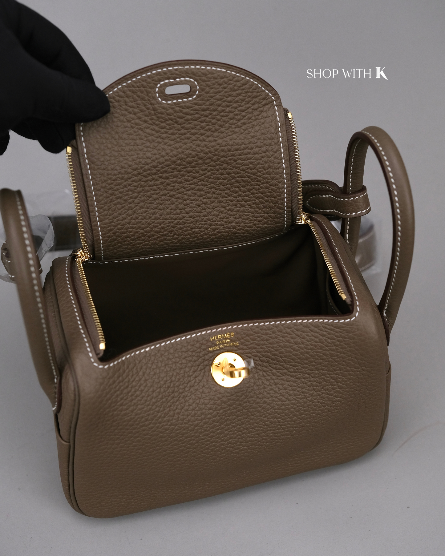 Hermes Mini Lindy Etoupe GHW
