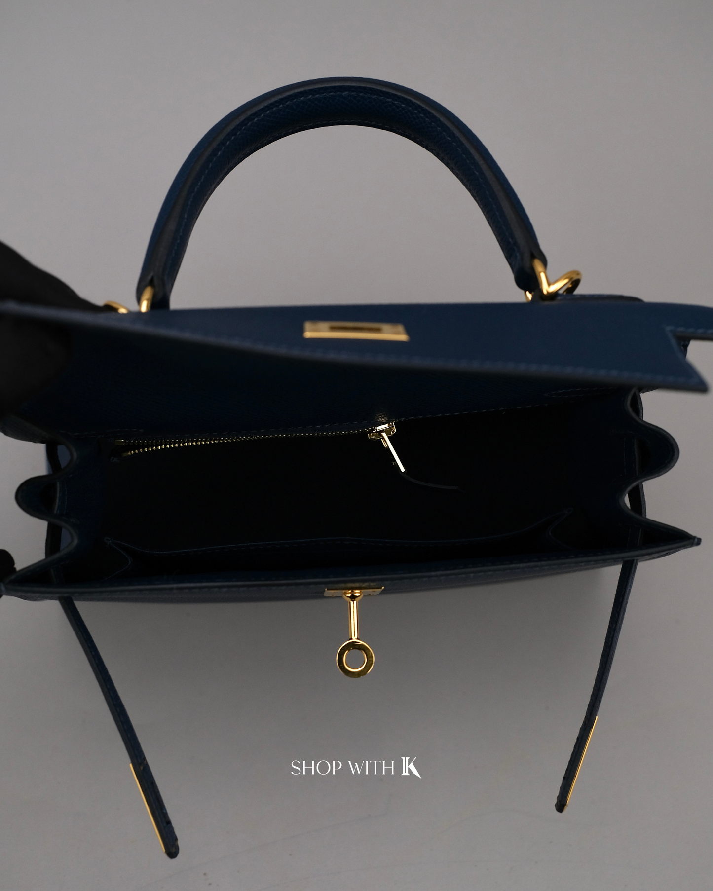 Hermes Kelly 25 Bleu de Prusse GHW