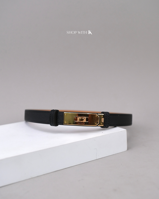 Hermes Kelly Belt Black RGHW