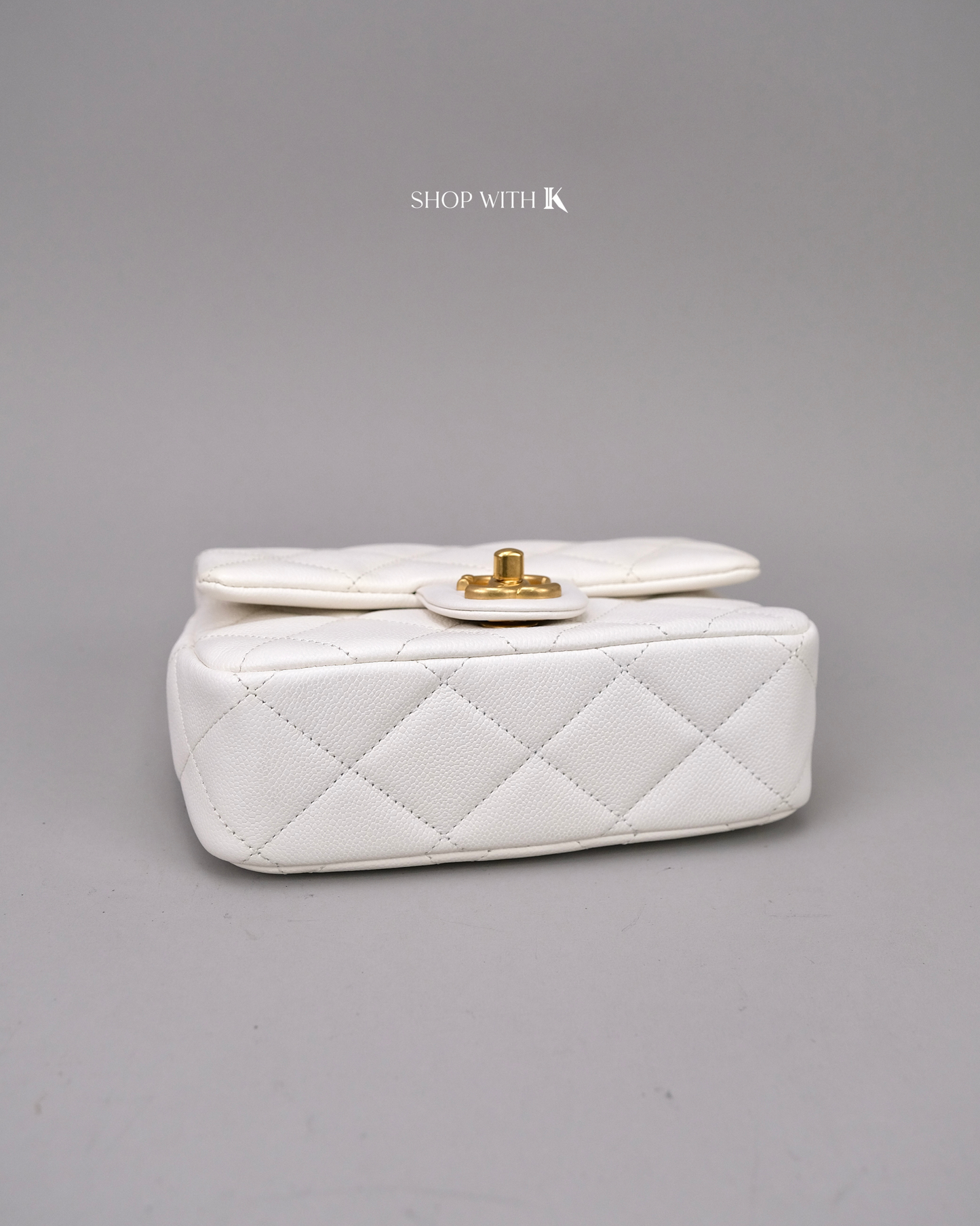 Chanel Mini Square Flap Heart Crush White