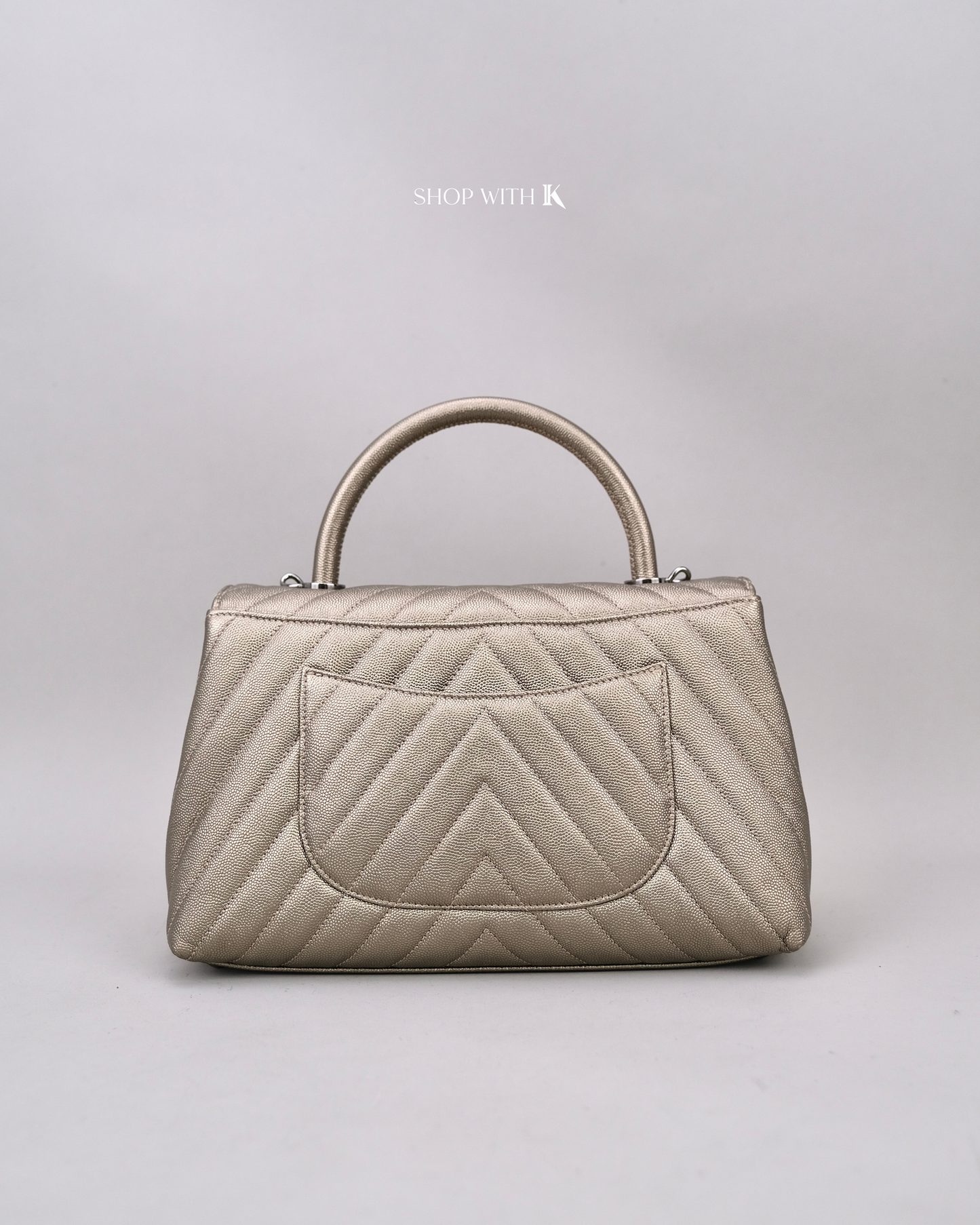 Chanel Medium Coco Handle Chevron Bronze