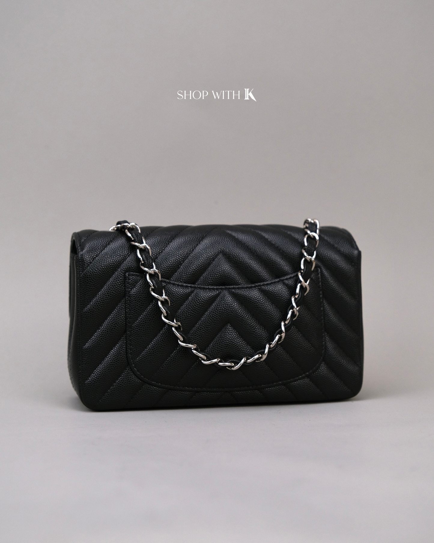 Chanel Mini Rectangle Chevron Black SHW