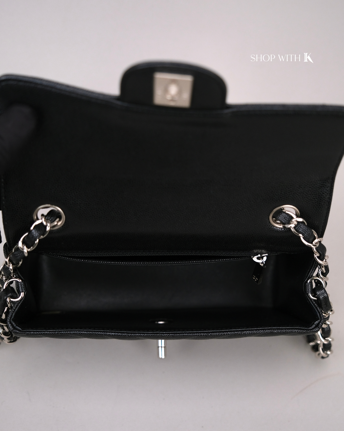 Chanel Mini Rectangle Chevron Black SHW