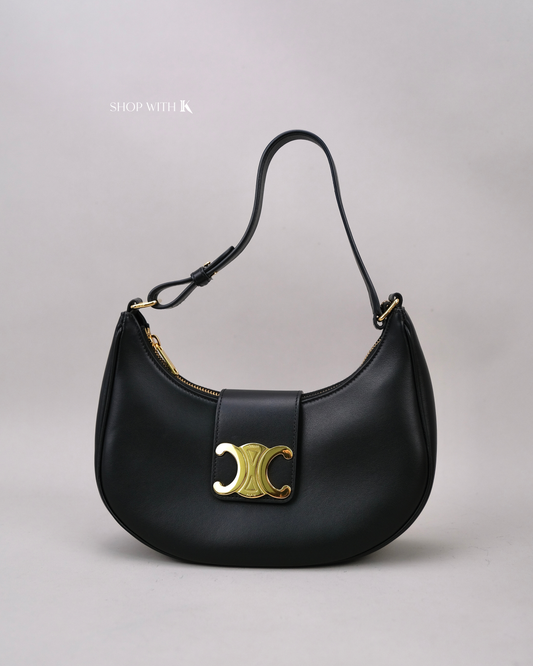Celine Triomphe Hobo Black