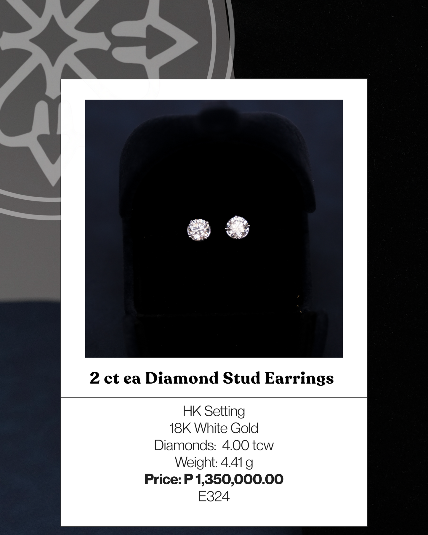 2ct ea Diamond Stud Earrings