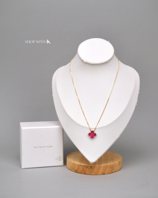 VCA Vintage Alhambra Pink Enamel Necklace