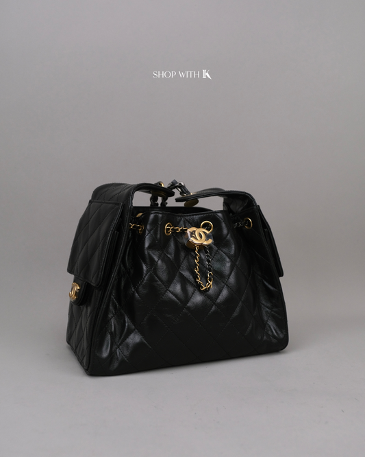 Chanel 25 Small Black Shiny Calfskin