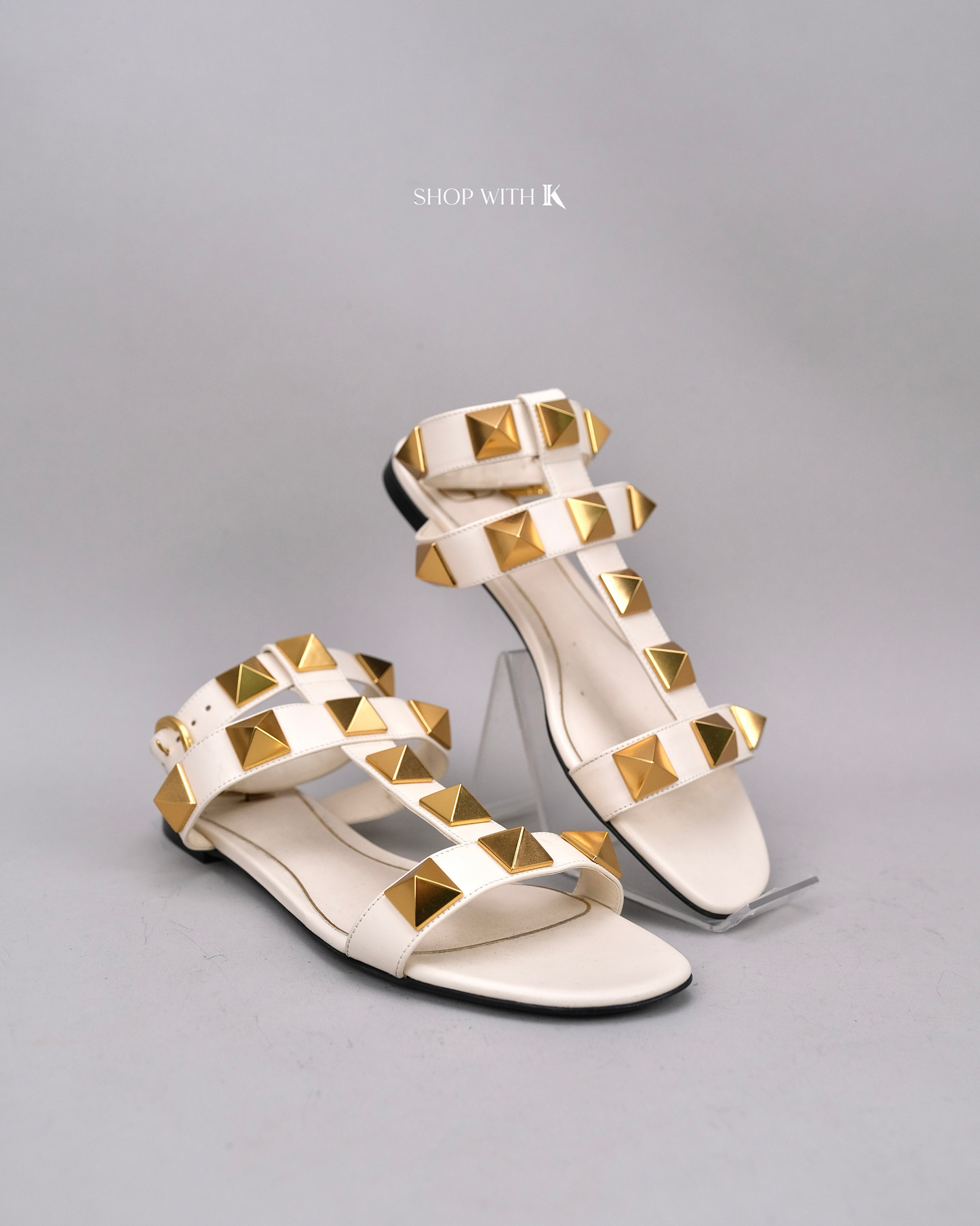 Valentino Slides Rockstud White