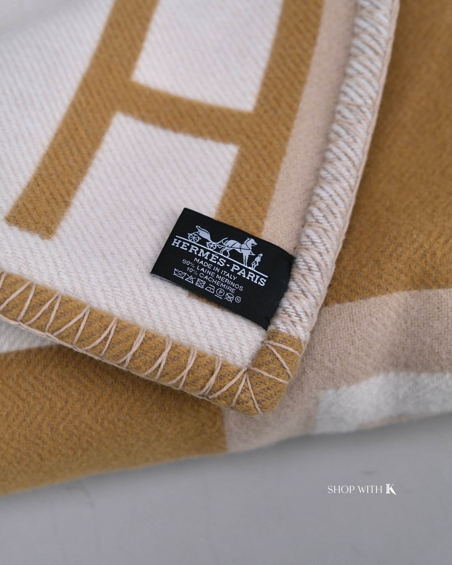 Hermes Ithaque Blanket Camel/Beige