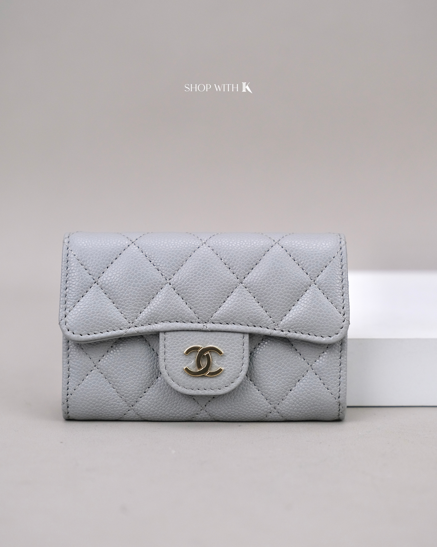 Chanel Classic Flap Card Holder Gray