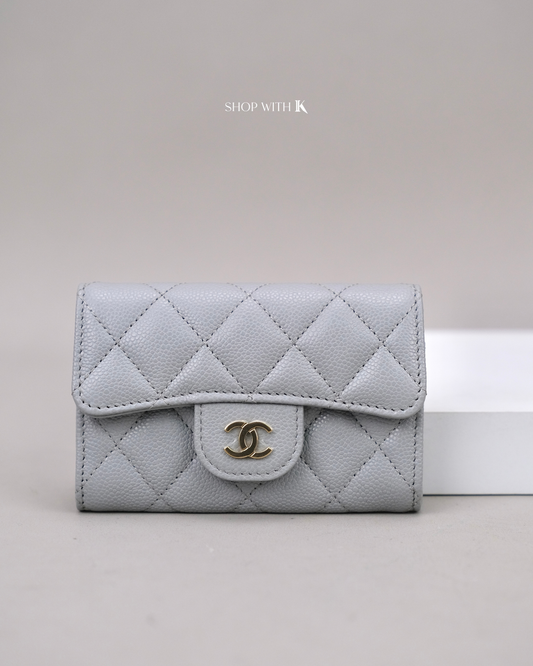 Chanel Classic Flap Card Holder Gray