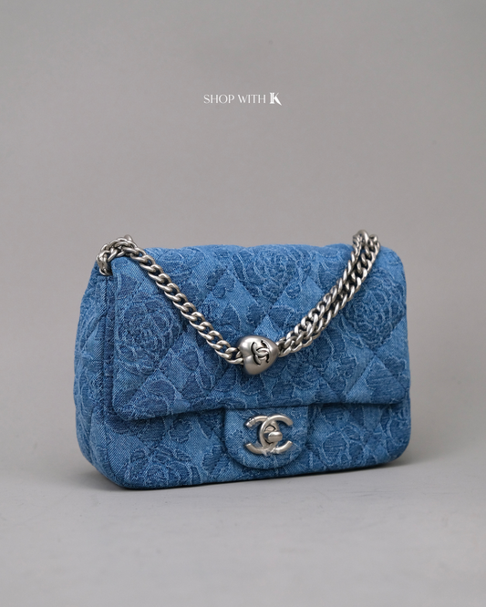 Chanel Mini Square Flap Sweetheart Crush Camellia Denim