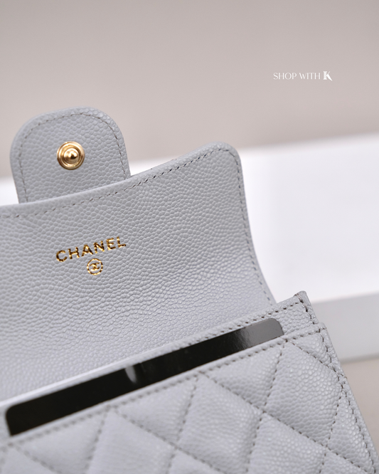 Chanel Classic Flap Card Holder Gray
