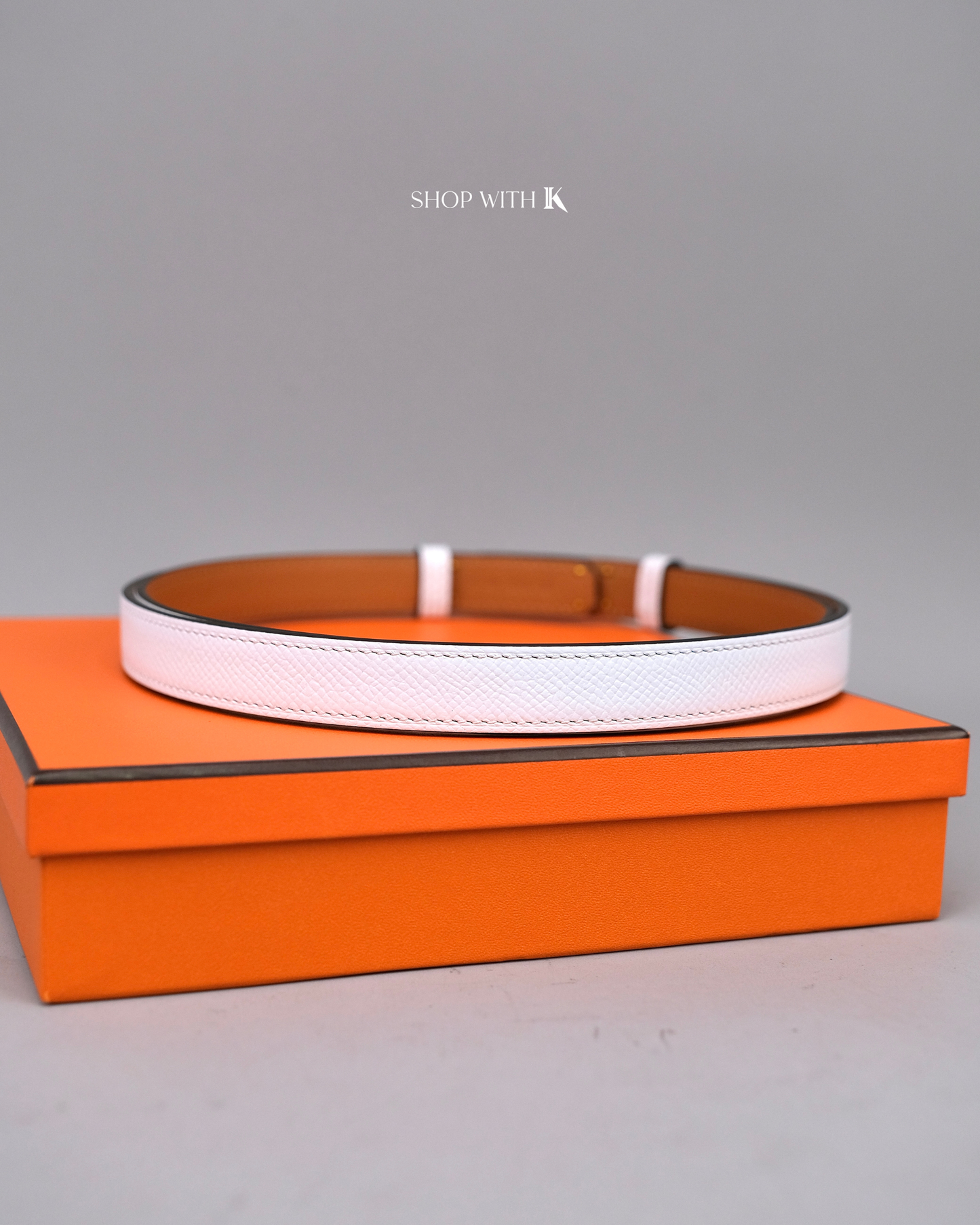 Hermes Kelly Belt Blanc White GHW