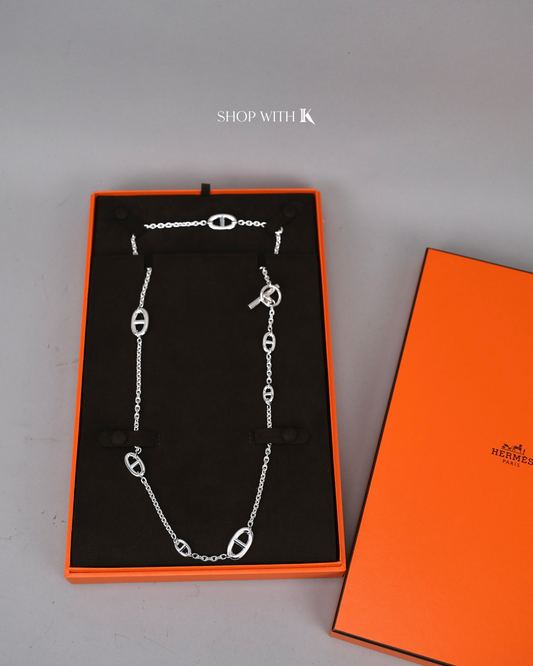 Hermes Farandole Long Necklace 160 Silver