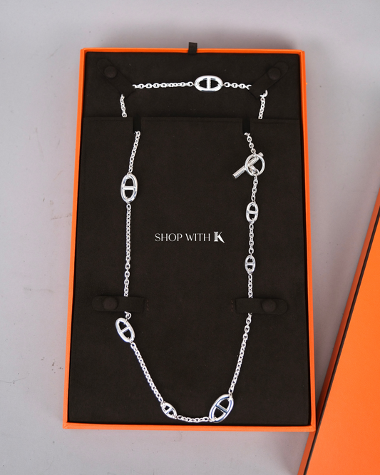 Hermes Farandole Long Necklace 160 Silver